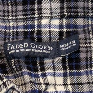 Faded Glory Blue and White Plaid Shirt